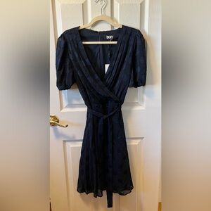 Elegant DKNY Navy Blue Wrap Dress